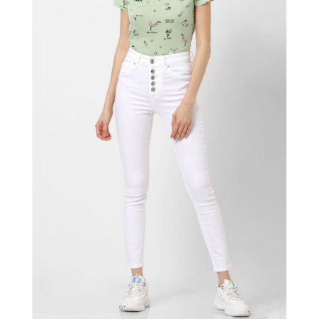 Myshop99 white high rise skinny fit jeans